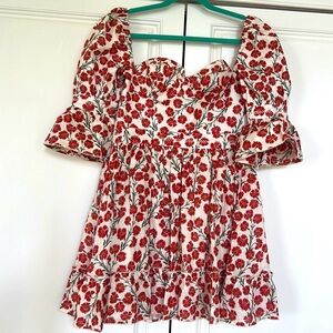 Red and white AGUA BENDITA Dress medium NWOT
